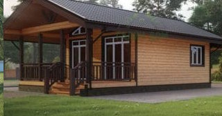 Проект одноэтажного дома из бруса с террасой - Строительство в Искитиме от Строй-Скм от 137215 руб.